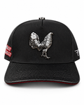 Men's Black Silver Rooster Western Cap