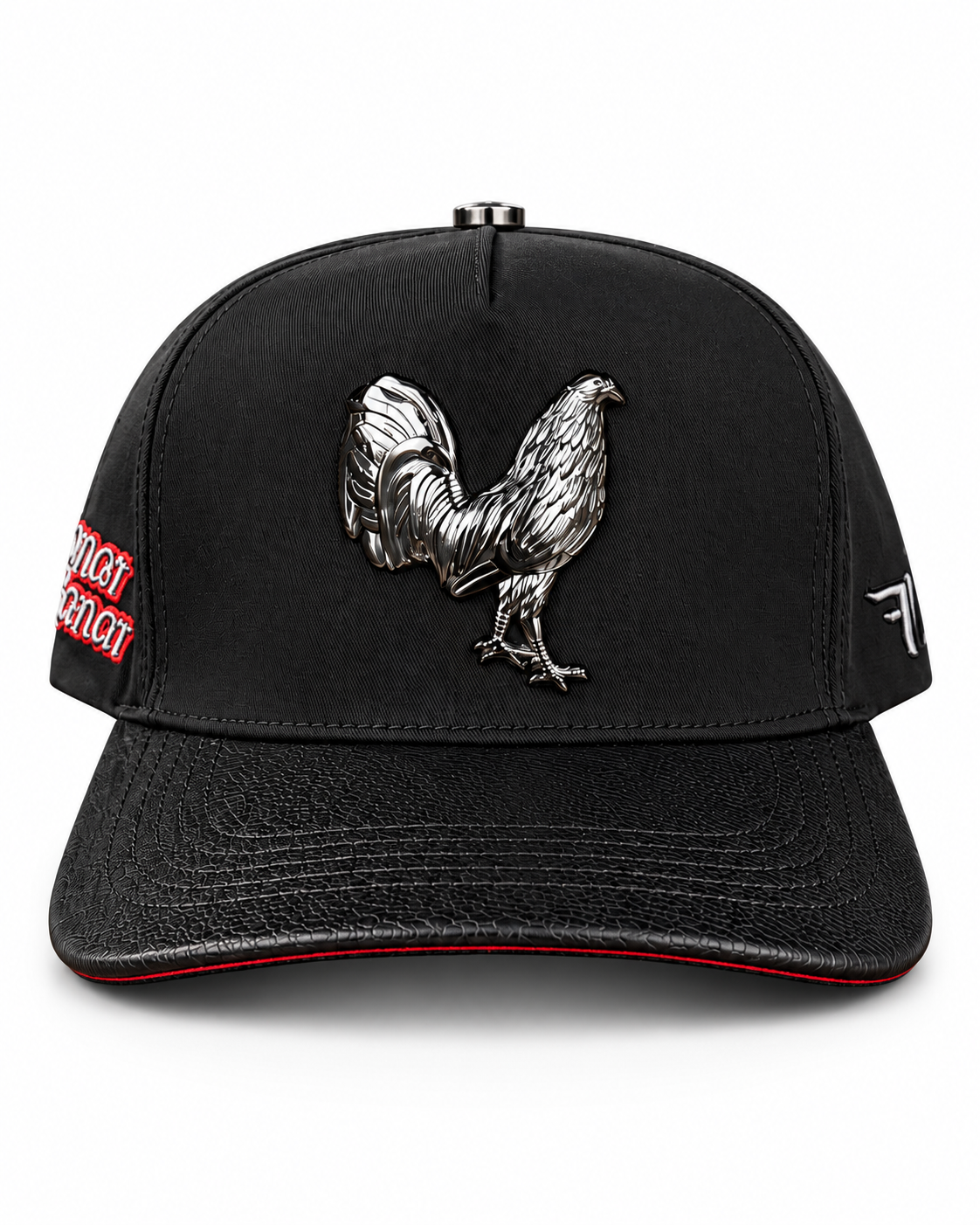 Men's Black Silver Rooster Western Cap