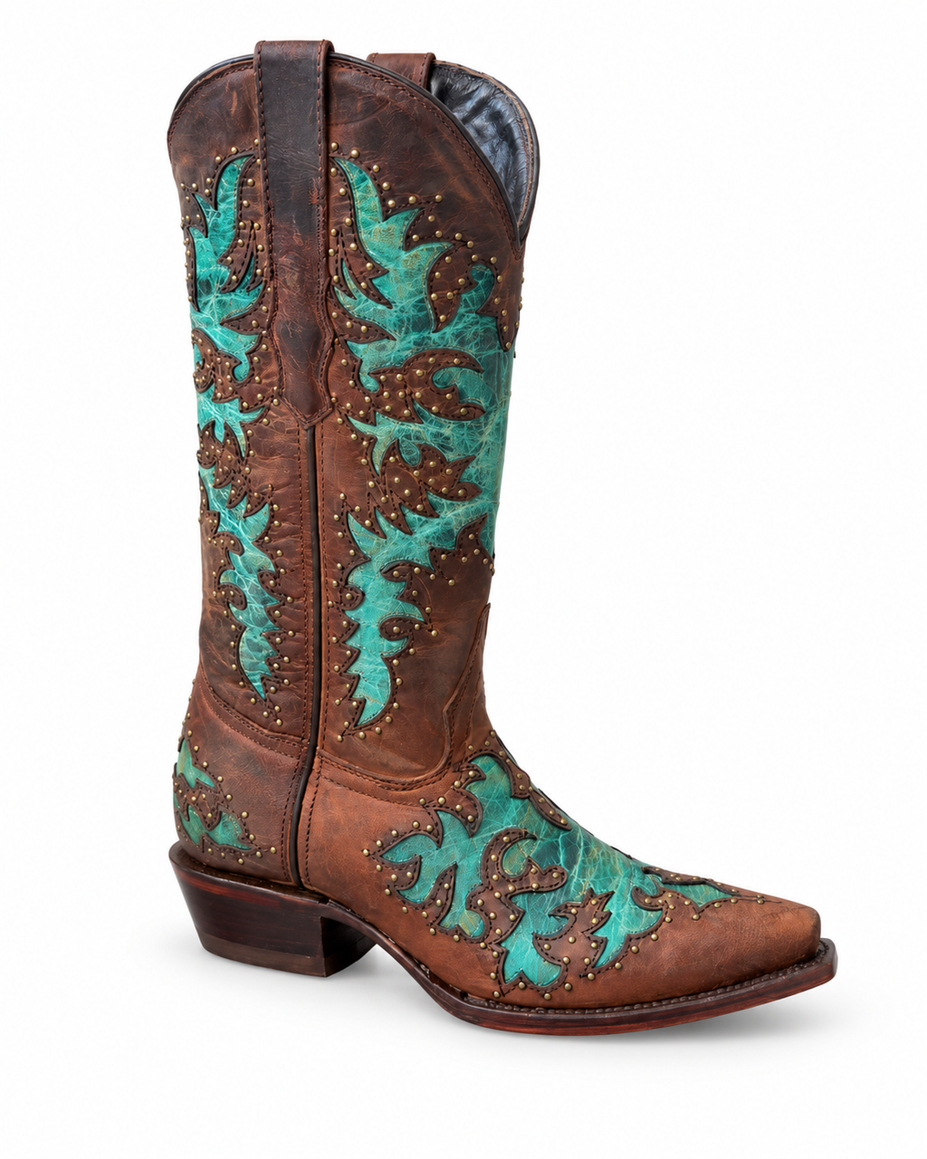 Women's Chocolate & Turquoise Western Boots