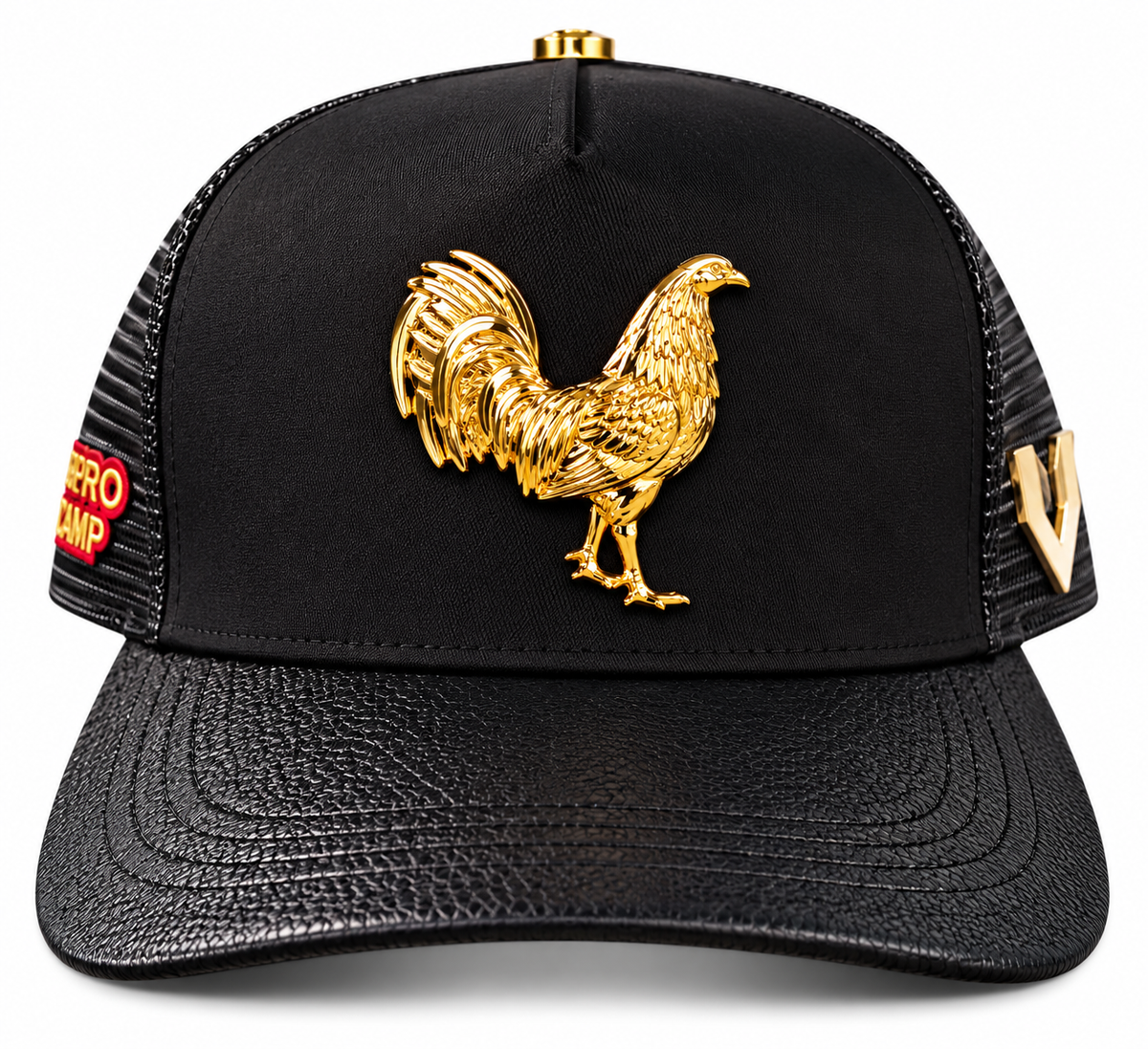Men's Black Gold Rooster Trucker Cap