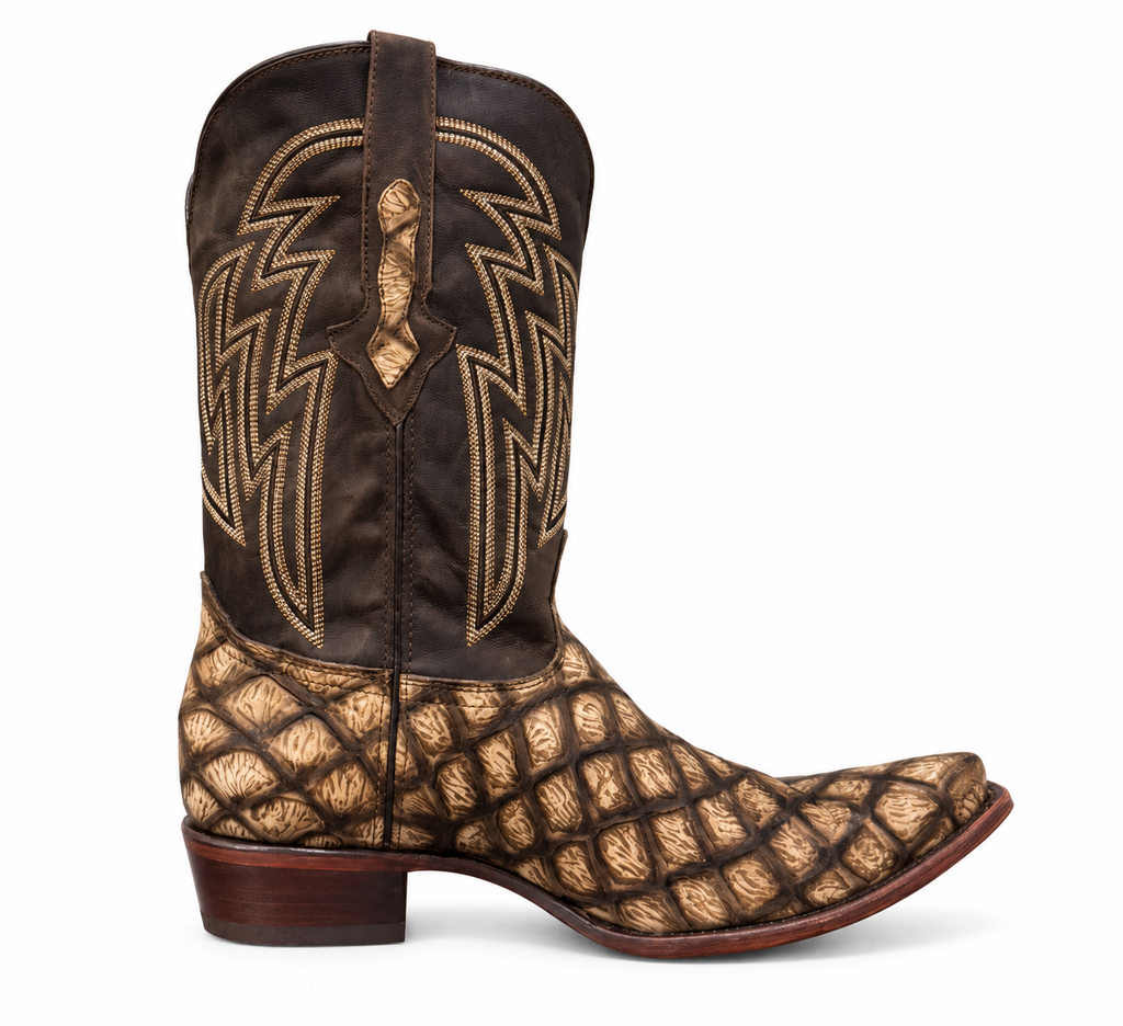 Men's Brown & Tan Exotic Western Boots
