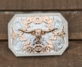 Rose Gold Longhorn Western Belt Buckle