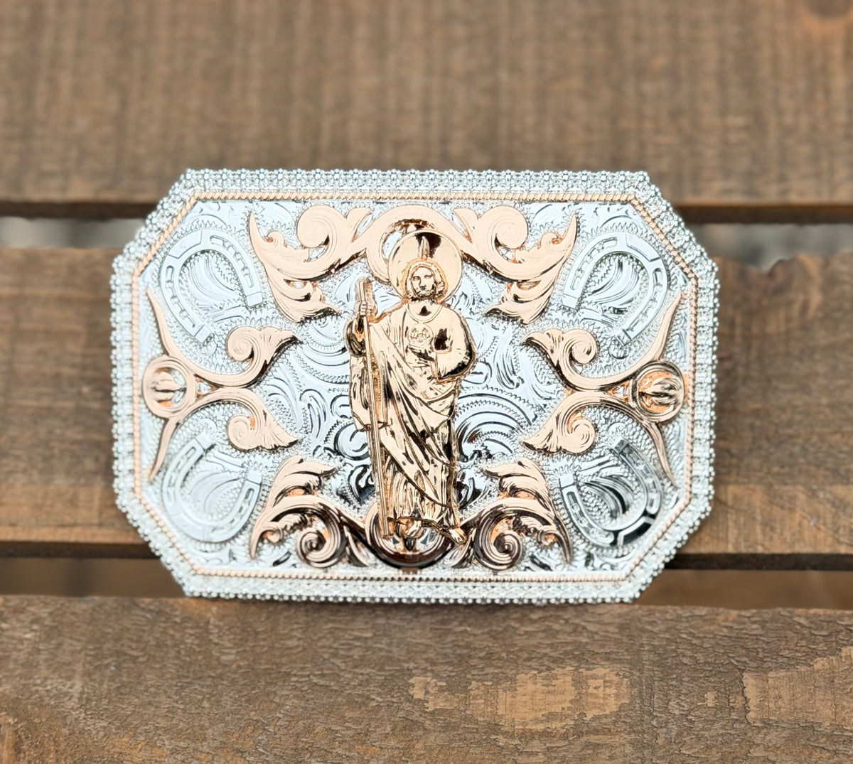 Saint Jude Western Belt Buckle
