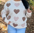 Sweetheart Heart Print Knit Sweater – Cream