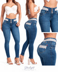 Women's Colombiano High-Rise Lace Detail Skinny Jeans