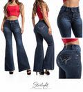 Women's Colombian Rhinestone Flare Jeans-Dark Wash