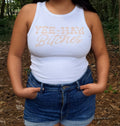 Yeehaw Bitches Western Ribbed Tank Top – White