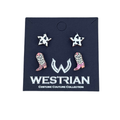 Cow Print Star & Cowboy Boot Stud Earring Set