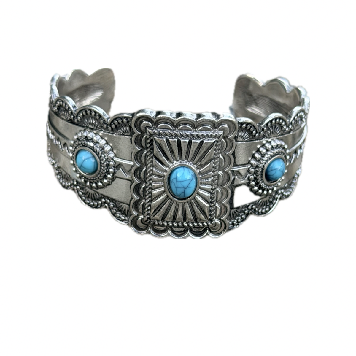 Western Faux Turquoise Statement Cuff Bracelet