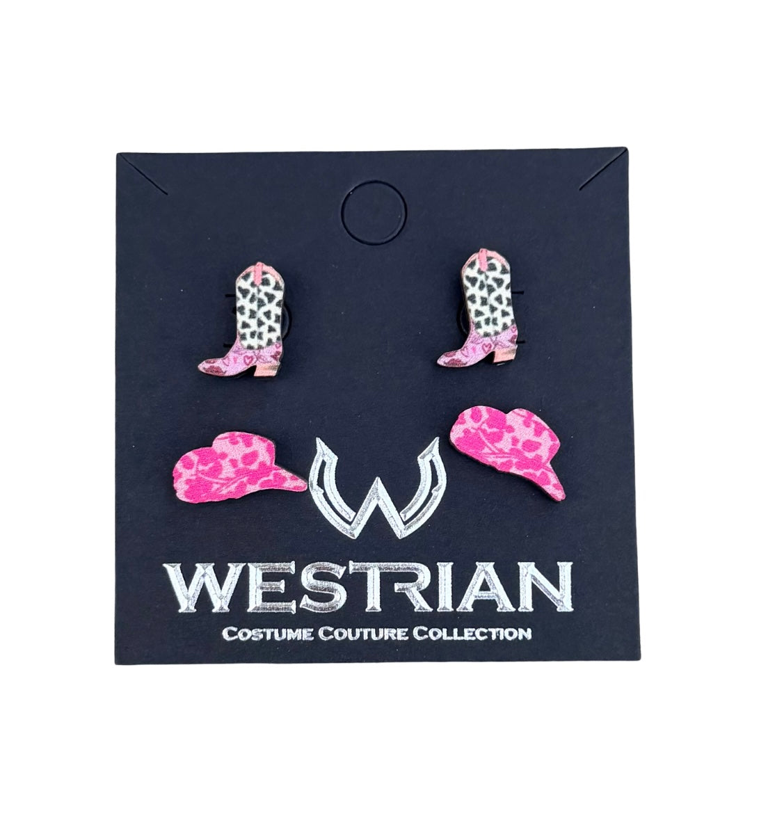 Pink Cowgirl Hat & Cowboy Boot Stud Earring Set