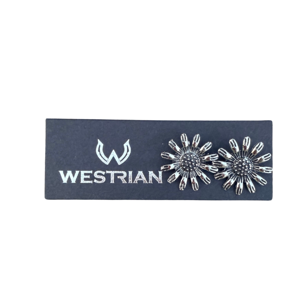 Silver Western Floral Stud Earrings