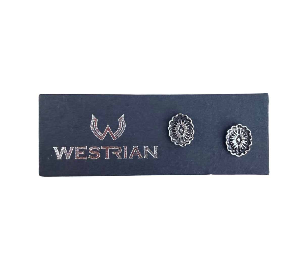 Western Silver-Tone Concho Stud Earrings