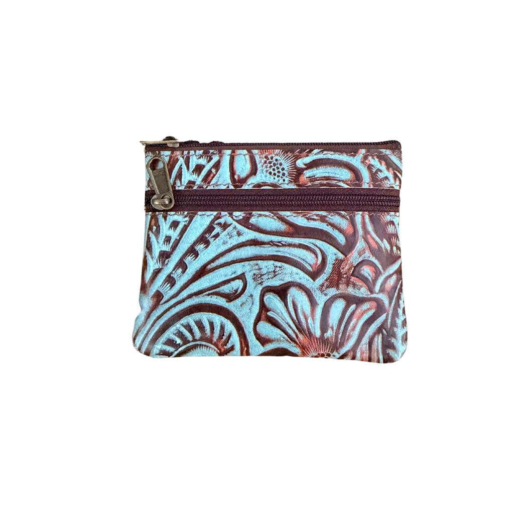 Turquoise Western Floral Coin Purse – Assorted Designs